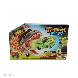 China factory funny slot track racing car toy dinosaur toy