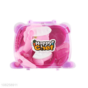 New arrival plastic tableware kit toys with plastic box