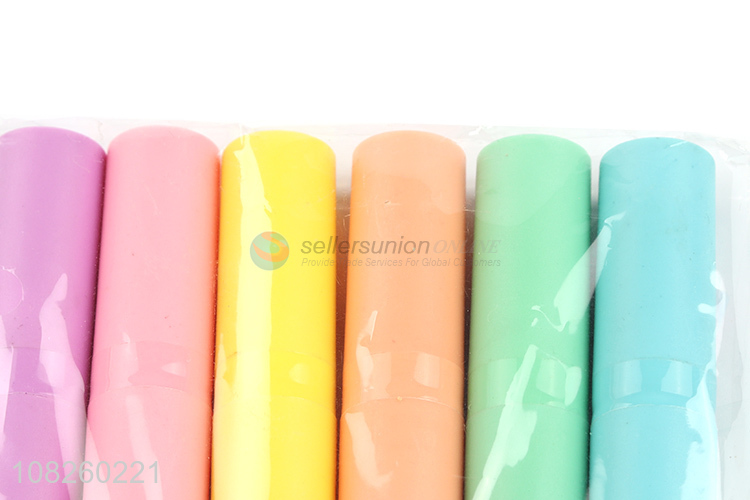 Hot selling 6 pieces pastel color fluorescent ink highlighters set