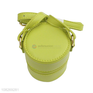 High quality mini cylindrical lipstick bag portable pu leather shoulder bag