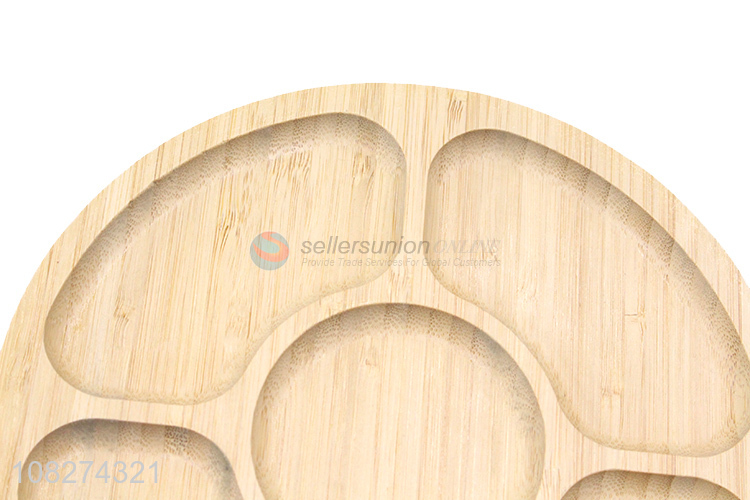 Factory price round bamboo snack plate food serving tray for restaurant