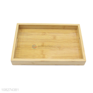 Hot selling hotel supplies rectangular bamboo serving tray with handles