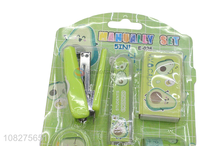 New Arrival 5 In 1 Manually Set Students Stationery Set
