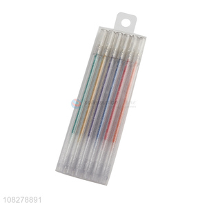 High quality 6 colors glitter gel ink pens for drawing and marking
