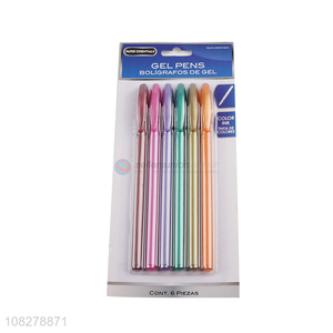 Good quality 6 colors gel ink pens metallic gel pens for drawing