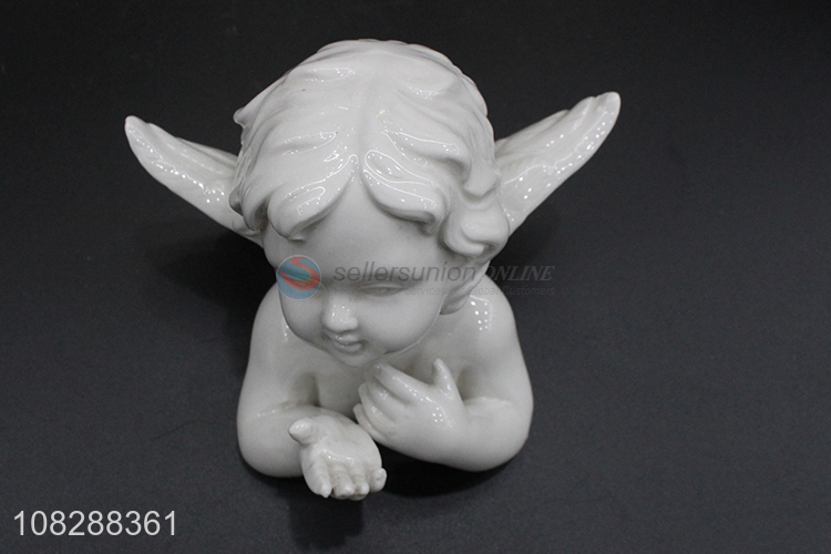 New arrival white ceramic angle figurines for home decoration