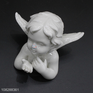 New arrival white ceramic angle figurines for home decoration