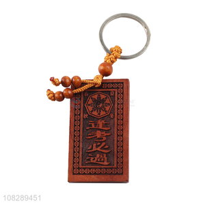Good price handmade rectangle engraved wooden keychain
