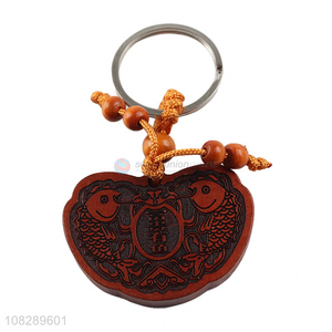 Popular products wood carved crafts keychain key ring for sale