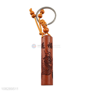 Wholesale from china wood carved handmade keychain key ring