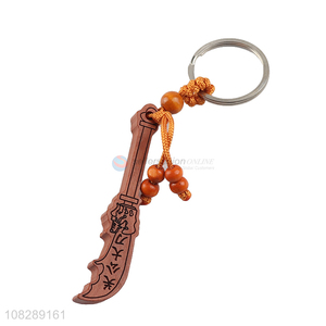 Popular products sword shape wooden keychain for daily use