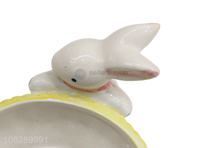 China wholesale cute cartoon bunny bowl desktop ceramic ornament