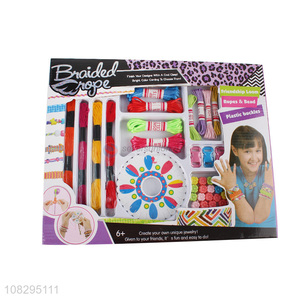 Wholesale colorful bead & rope set DIY braided bracelet making kit