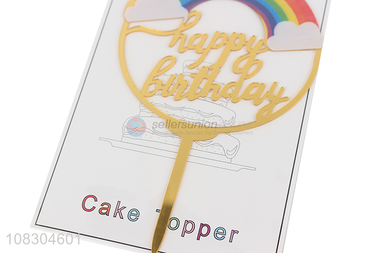 Hot selling happy birthday cake topper rainbow cupcake topper