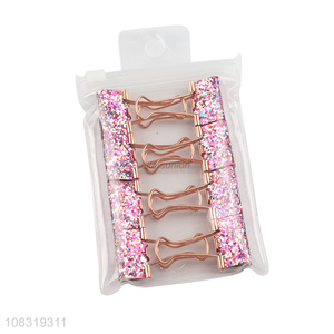 New arrival 10pcs sequined binder clips metal paper clips