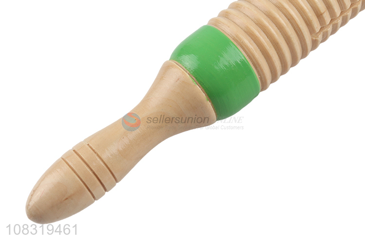 Custom Enlightenment Instrument Toy Single Wooded Agogo Bells With Stick