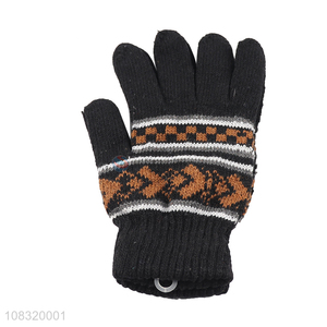 Good quality men winter knit gloves full finger mittens