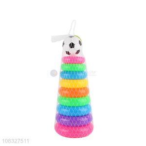 Hot items colourful plastic rainbow tower toys ring games