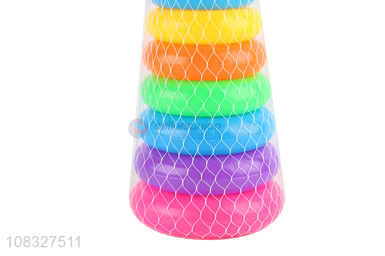 Hot items colourful plastic rainbow tower toys ring games