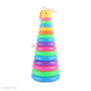 Best price colourful rainbow tower ring toys for kids
