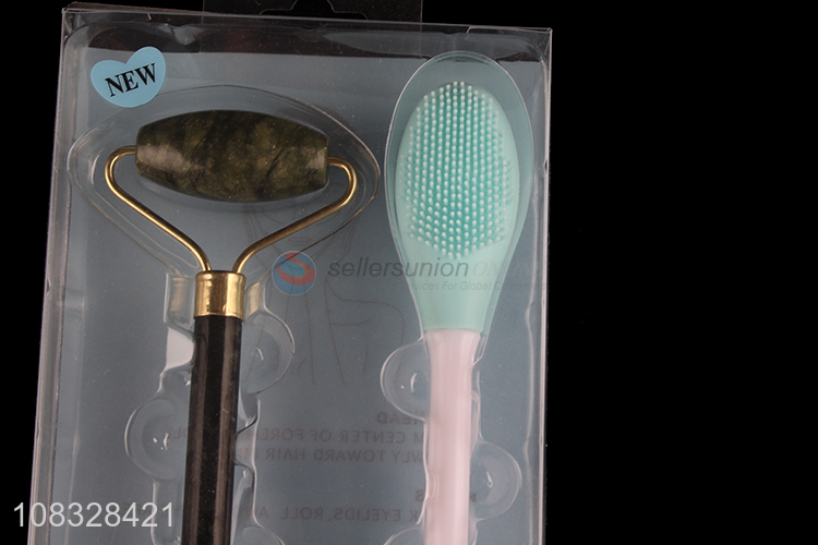 Online wholesale reusable facial roller massager with face washing brush