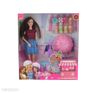 Wholesale 11 inch 11 joints fashion doll with ice cream stand