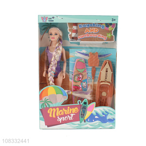 New arrival 11 inch fashion doll with swim ring surfboard