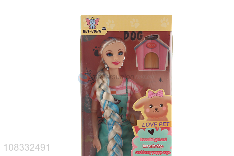 Wholesale 11 inch fashion elegant doll and dog carrier set