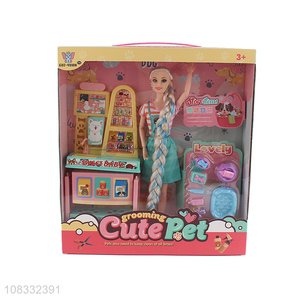 Factory direct sale 11 inch fashion doll with dog supplies