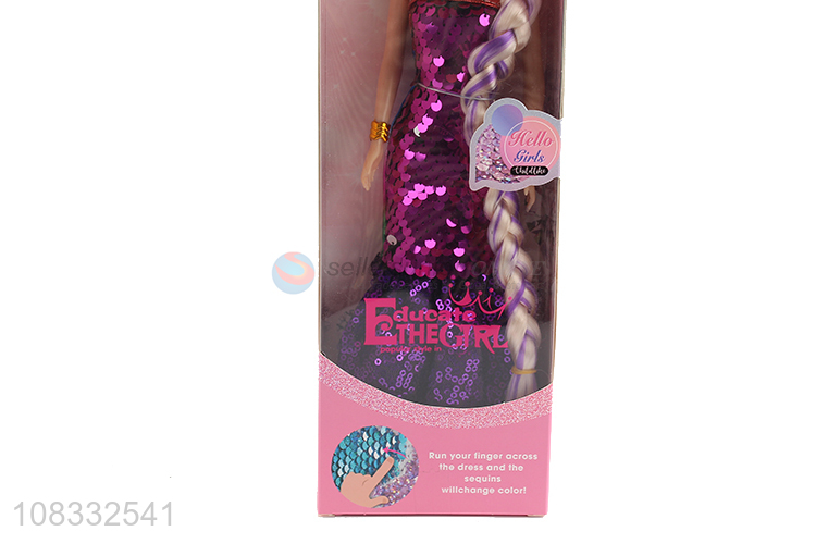 Good quality 11 inch fashion doll with sequined long dress