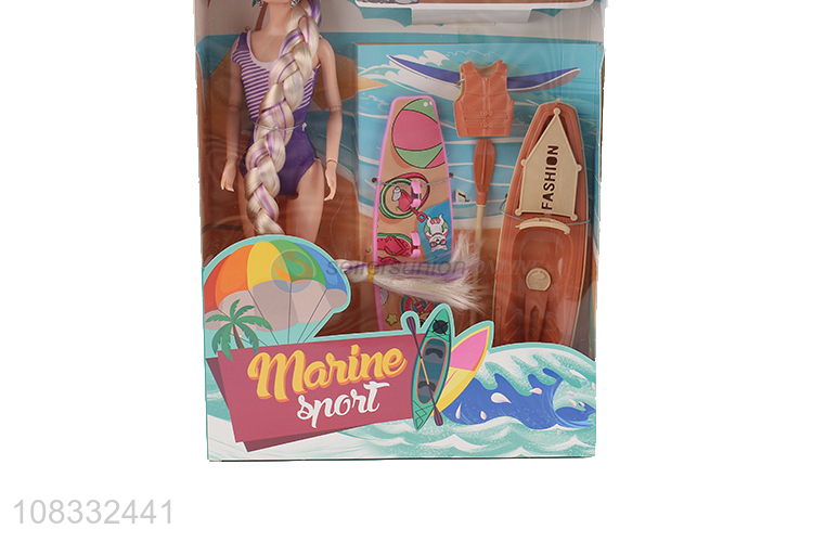 New arrival 11 inch fashion doll with swim ring surfboard
