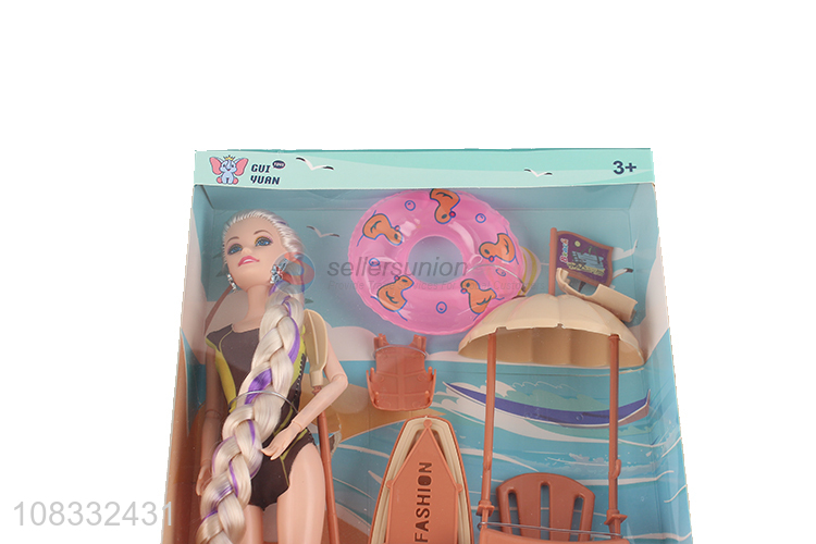 Wholesale 11 inch fashion doll with swim ring rowboat observatory