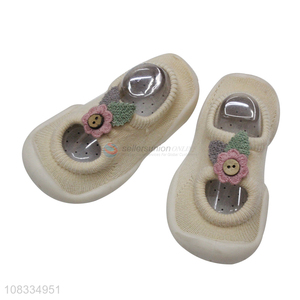 Yiwu market non-slip silicone soles baby shoes socks for walking