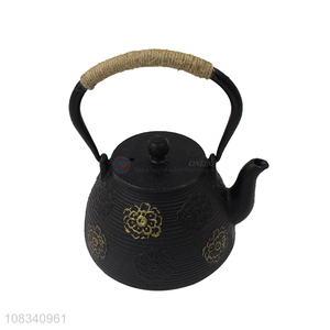 Good quality 1.2L cast iron teapot Japanese tetsubin - flower pattern