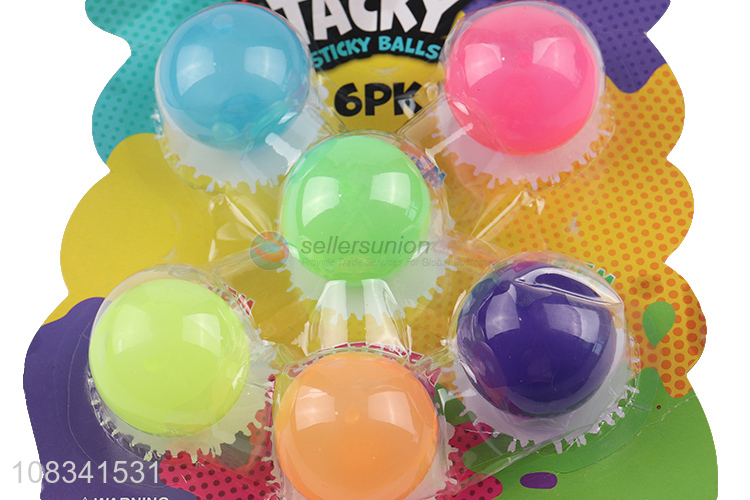 Wholesale price 6pcs luminous sticky ball kids toy ball