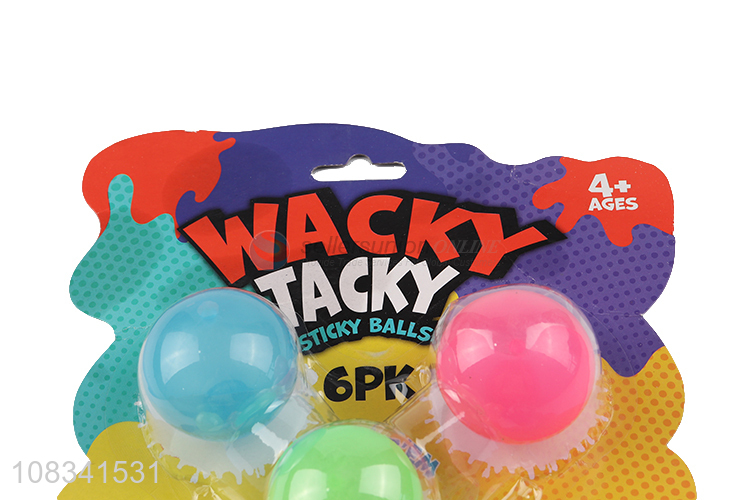 Wholesale price 6pcs luminous sticky ball kids toy ball