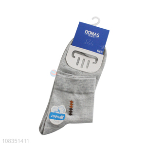 High quality geometric pattern comfy cotton crew socks for men