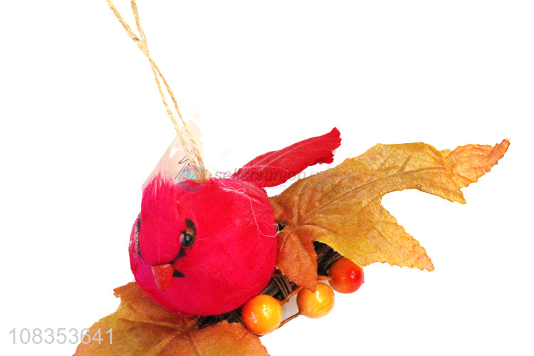 Wholesale red bird and maple leaf craft for fall party decoration