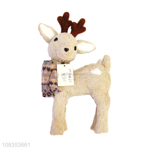 Best selling deer figurines handmade grass crafts Christmas decor