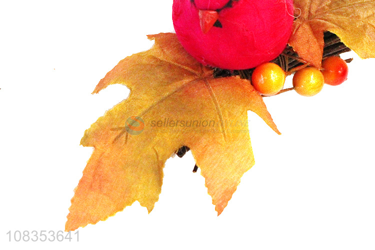 Wholesale red bird and maple leaf craft for fall party decoration