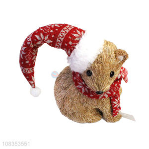 Wholesale cute bear figurine bear grass craft Christmas ornaments
