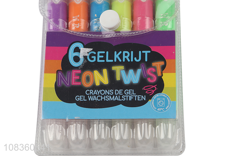 Promotional 6 colors crayon neon color gel highlighters school supplies