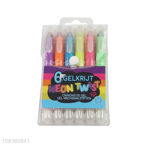Promotional 6 colors crayon neon color gel highlighters school supplies