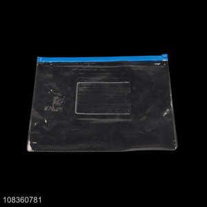 Wholesale A5 transparent pvc file bag custom logo zipper file pouch
