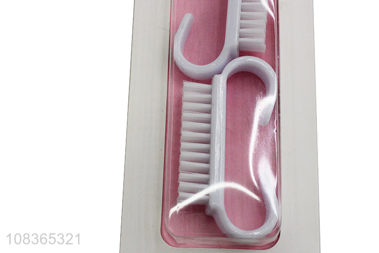 Wholesale 2 pieces plastic nail cleaning brush nail scrubbing brush