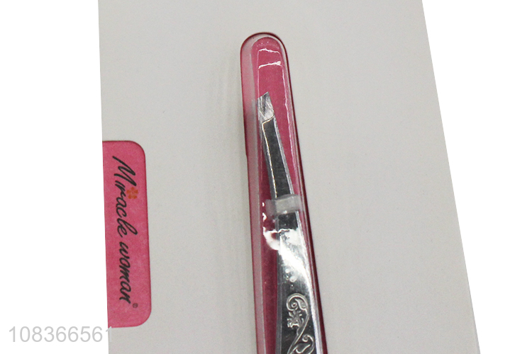 Hot products stainless steel carved eyebrow tweezers for ladies