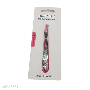 Hot products stainless steel carved eyebrow tweezers for ladies