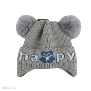 Yiwu market cartoon cute earmuffs hat winter knitted hats