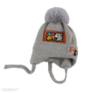 Cheap price multicolor children knitted earmuffs hat for sale