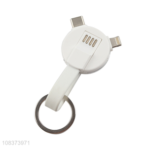 New design 3 in 1 fast charging usb cable with keyring for iPhone Samsung